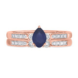 Photo of Hana 2/3 CT. T.W. Sapphire and Diamond Matching Bridal Ring Set 14K Rose Gold [BR880R-C000]