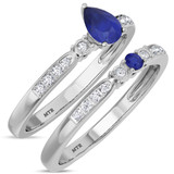Photo of Hana 2/3 Carat T.W. Sapphire and Diamond Matching Bridal Ring Set 10K White Gold [BR880W-C000]