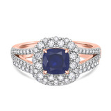 Photo of Evanthe 1 7/8 Carat T.W. Sapphire and Diamond Matching Bridal Ring Set 10K Rose Gold [BR891R-C000]