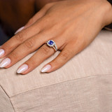 Photo of Evanthe 1 7/8 CT. T.W. Sapphire and Diamond Matching Bridal Ring Set 14K Rose Gold [BR891R-C000]