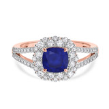 Photo of Evanthe 1 7/8 CT. T.W. Sapphire and Diamond Matching Bridal Ring Set 14K Rose Gold [BT891RE-C000]
