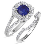 Photo of Evanthe 1 7/8 Carat T.W. Sapphire and Diamond Matching Bridal Ring Set 10K White Gold [BR891W-C000]