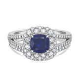 Photo of Evanthe 1 7/8 Carat T.W. Sapphire and Diamond Matching Bridal Ring Set 14K White Gold [BR891W-C000]