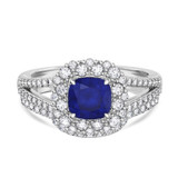 Photo of Evanthe 1 7/8 Carat T.W. Sapphire and Diamond Matching Bridal Ring Set 14K White Gold [BR891W-C000]