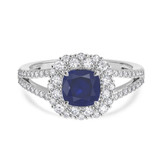 Photo of Evanthe 1 7/8 Carat T.W. Sapphire and Diamond Matching Bridal Ring Set 14K White Gold [BT891WE-C000]