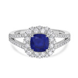 Photo of Evanthe 1 7/8 Carat T.W. Sapphire and Diamond Matching Bridal Ring Set 14K White Gold [BT891WE-C000]