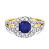 Photo of Evanthe 1 7/8 Carat T.W. Sapphire and Diamond Matching Bridal Ring Set 10K Yellow Gold [BR891Y-C000]