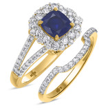 Photo of Evanthe 1 7/8 Carat T.W. Sapphire and Diamond Matching Bridal Ring Set 10K Yellow Gold [BR891Y-C000]