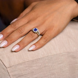 Photo of Evanthe 1 7/8 CT. T.W. Sapphire and Diamond Matching Bridal Ring Set 14K Yellow Gold [BR891Y-C000]