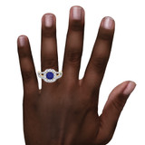 Photo of Evanthe 1 7/8 CT. T.W. Sapphire and Diamond Matching Bridal Ring Set 14K Yellow Gold [BR891Y-C000] [HT-4]