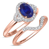 Photo of Holly 1 3/4 CT. T.W. Sapphire and Diamond Matching Bridal Ring Set 10K Rose Gold [BR892R-C000]