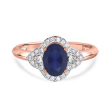 Photo of Holly 1 3/4 CT. T.W. Sapphire and Diamond Matching Bridal Ring Set 14K Rose Gold [BT892RE-C000]