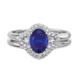 Photo of Holly 1 3/4 Carat T.W. Sapphire and Diamond Matching Bridal Ring Set 10K White Gold [BR892W-C000]
