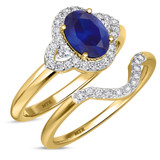 Photo of Holly 1 3/4 Carat T.W. Sapphire and Diamond Matching Bridal Ring Set 10K Yellow Gold [BR892Y-C000]