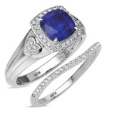 Photo of Erica 1 7/8 Carat T.W. Sapphire and Diamond Matching Bridal Ring Set 14K White Gold [BR893W-C000]
