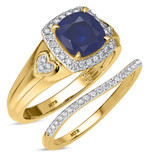 Photo of Erica 1 7/8 Carat T.W. Sapphire and Diamond Matching Bridal Ring Set 14K Yellow Gold [BR893Y-C000]