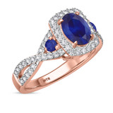 Photo of Lone 2 1/5 Carat T.W. Sapphire and Diamond Matching Bridal Ring Set 10K Rose Gold [BT894RE-C000]