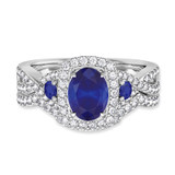 Photo of Lone 2 1/5 Carat T.W. Sapphire and Diamond Matching Bridal Ring Set 10K White Gold [BR894W-C000]