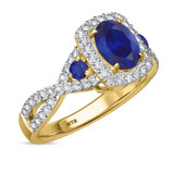 Photo of Lone 2 1/5 Carat T.W. Sapphire and Diamond Matching Bridal Ring Set 14K Yellow Gold [BT894YE-C000]