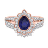 Photo of Kana 2 1/6 CT. T.W. Sapphire and Diamond Matching Bridal Ring Set 14K Rose Gold [BR895R-C000]