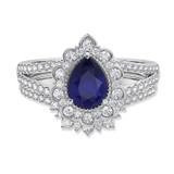 Photo of Kana 2 1/6 Carat T.W. Sapphire and Diamond Matching Bridal Ring Set 14K White Gold [BR895W-C000]