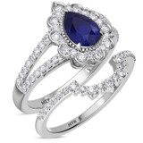 Photo of Kana 2 1/6 Carat T.W. Sapphire and Diamond Matching Bridal Ring Set 14K White Gold [BR895W-C000]
