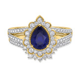 Photo of Kana 2 1/6 CT. T.W. Sapphire and Diamond Matching Bridal Ring Set 14K Yellow Gold [BR895Y-C000]