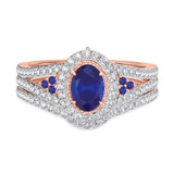 Photo of Kantuta 1 1/3 CT. T.W. Sapphire and Diamond Matching Bridal Ring Set 10K Rose Gold [BR896R-C000]