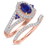 Photo of Kantuta 1 1/3 CT. T.W. Sapphire and Diamond Matching Bridal Ring Set 10K Rose Gold [BR896R-C000]