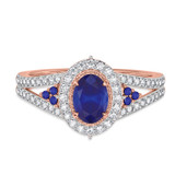 Photo of Kantuta 1 1/3 CT. T.W. Sapphire and Diamond Matching Bridal Ring Set 10K Rose Gold [BT896RE-C000]