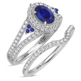 Photo of Kantuta 1 1/3 Carat T.W. Sapphire and Diamond Matching Bridal Ring Set 10K White Gold [BR896W-C000]