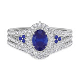 Photo of Kantuta 1 1/3 Carat T.W. Sapphire and Diamond Matching Bridal Ring Set 14K White Gold [BR896W-C000]
