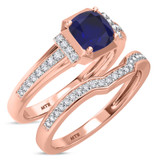 Photo of Bryony 1 3/8 Carat T.W. Sapphire and Diamond Matching Bridal Ring Set 10K Rose Gold [BR897R-C000]