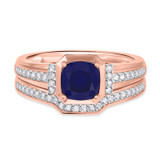 Photo of Bryony 1 3/8 Carat T.W. Sapphire and Diamond Matching Bridal Ring Set 14K Rose Gold [BR897R-C000]