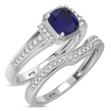 Photo of Bryony 1 3/8 Carat T.W. Sapphire and Diamond Matching Bridal Ring Set 10K White Gold [BR897W-C000]