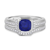 Photo of Bryony 1 3/8 Carat T.W. Sapphire and Diamond Matching Bridal Ring Set 14K White Gold [BR897W-C000]