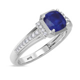 Photo of Bryony 1 3/8 Carat T.W. Sapphire and Diamond Matching Bridal Ring Set 14K White Gold [BT897WE-C000]