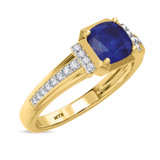 Photo of Bryony 1 3/8 CT. T.W. Sapphire and Diamond Matching Bridal Ring Set 14K Yellow Gold [BT897YE-C000]