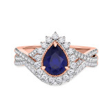 Photo of Liana 2 Carat T.W. Sapphire and Diamond Matching Bridal Ring Set 10K Rose Gold [BR898R-C000]