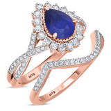 Photo of Liana 2 Carat T.W. Sapphire and Diamond Matching Bridal Ring Set 14K Rose Gold [BR898R-C000]