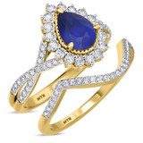 Photo of Liana 2 Carat T.W. Sapphire and Diamond Matching Bridal Ring Set 14K Yellow Gold [BR898Y-C000]