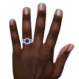 Photo of Kalina 1 1/2 Carat T.W. Sapphire and Diamond Matching Bridal Ring Set 10K White Gold [BR899W-C000] [HT-4]