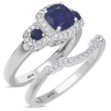 Photo of Kalina 1 1/2 Carat T.W. Sapphire and Diamond Matching Bridal Ring Set 10K White Gold [BR899W-C000]
