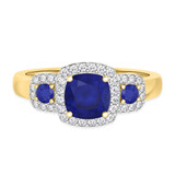 Photo of Kalina 1 1/2 CT. T.W. Sapphire and Diamond Matching Bridal Ring Set 10K Yellow Gold [BT899YE-C000]