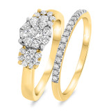 Photo of Florance 1 Carat T.W. Diamond Fancy Cluster Bridal Set 10K Yellow Gold [BR910Y-C000]