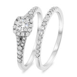 Photo of Lyndon 5/8 Carat T.W. Diamond Round Solitaire Bridal Set 14K White Gold [BR912W-R023]