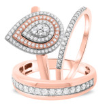 Photo of Nicolette 1 ct tw. Pear Cluster Trio Set 14K Rose Gold [BT846R-C000]