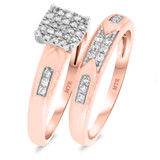 Photo of Micah 1/4 Carat T.W. Diamond Princess Cluster Bridal Set 10K Rose Gold [BR914R-C000]