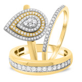 Photo of Nicolette 1 ct tw. Pear Cluster Trio Set 10K Yellow Gold [BT846Y-C000]