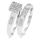 Photo of Micah 1/4 CT. T.W. Diamond Princess Cluster Bridal Set 14K White Gold [BR914W-C000]